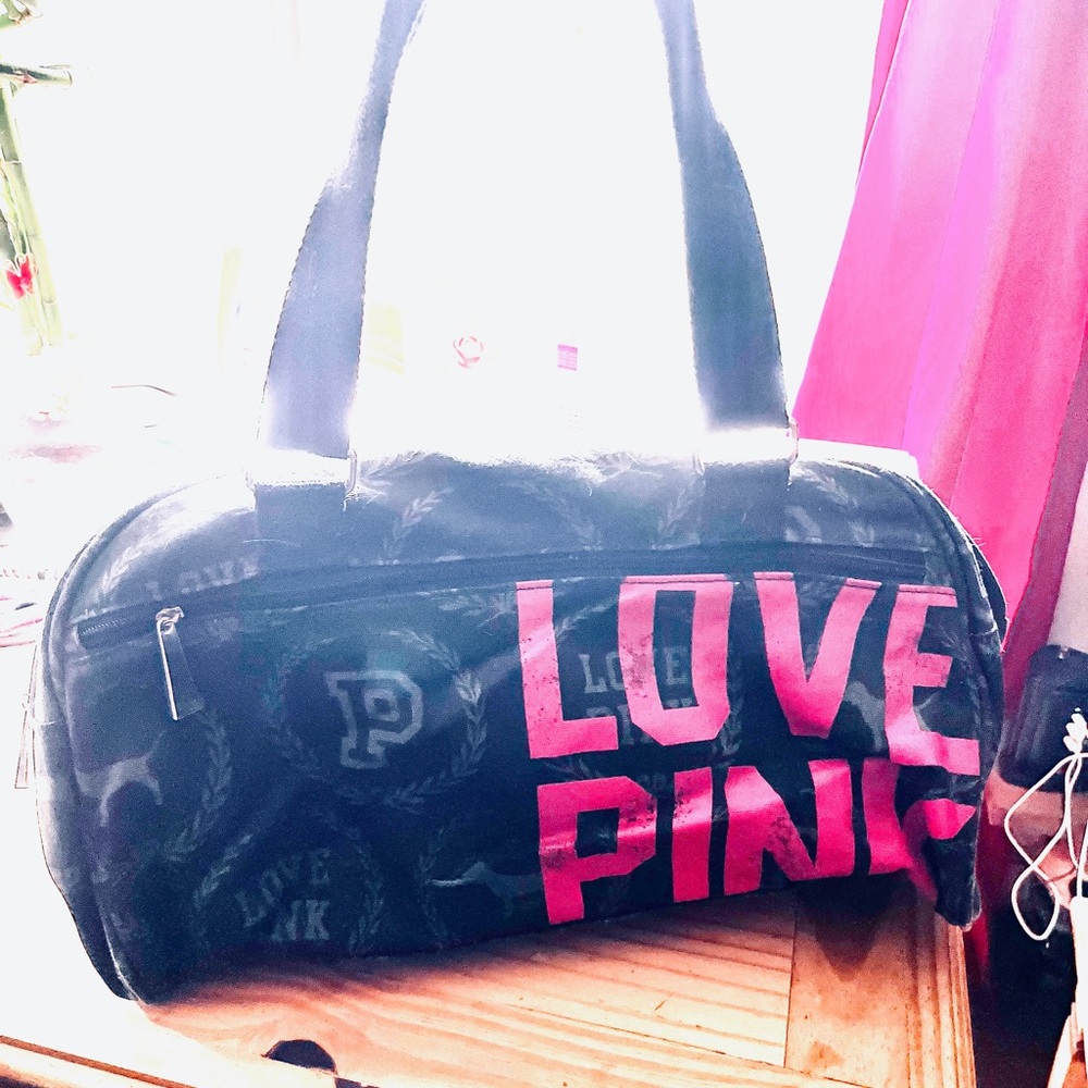 PINK Victoria's Secret Black and Pink Travel Bag